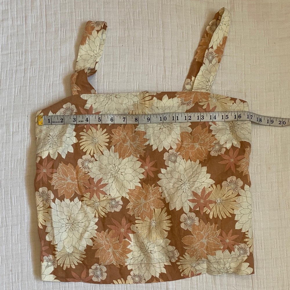 FAHERTY Peach Floral Linen Square-Neck Tank - Picture 5 of 11
